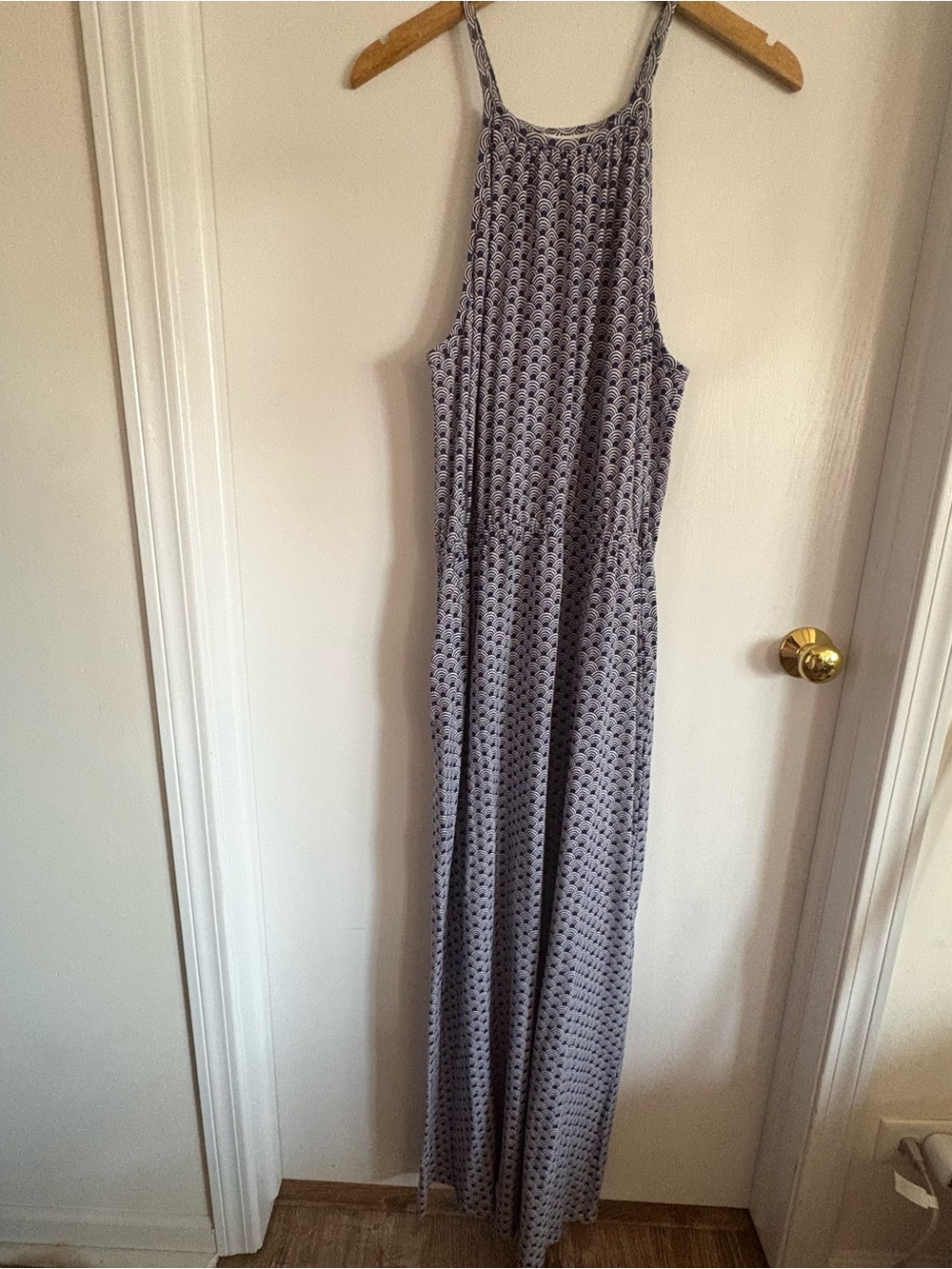 Synergy Organic Clothing Sz L Geometric Cotton Jersey Maxi Dress w/ Pockets Chic